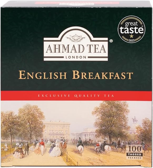 Ahmad Tea Black Tea, English Breakfast Teabags, 100 ct - Caffeinated and Sugar-Free