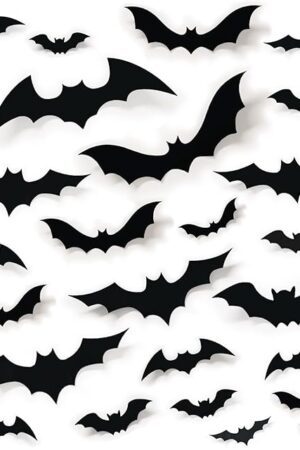 68Pcs Bat Wall Decor, Halloween Decorations 3D Bats Wall Decor Realistic PVC Bats Stickers for Outdoor DIY Home Decoration Party Supplies