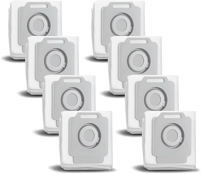 8 Resuable Vacuum Bags Compatible with iRobot Roomba i1 / i1+, i3 / i3+ / i3+ EVO(3550, 3554), i4 / i4+, i5 / i5+, i6 / i6+, i7 / i7+, j5 / j5+, j6 / j6+, j7 / j7+, S9 / S9+ Replacement i s j parts