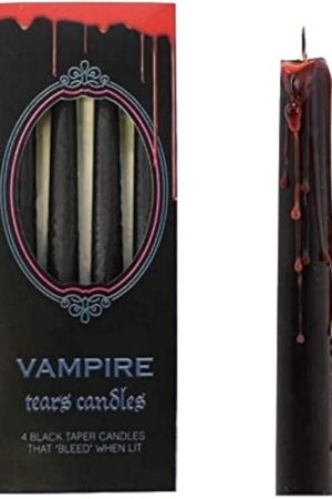 Vampire Tears Black Candles - Set of 4 Bleeding Candles - Gothic Rituals Halloween