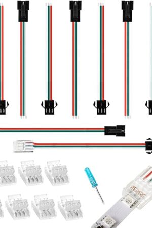 3 Pin LED Strip Connector Kit, 10 Pack Solderless 3 Pin Connectors, 5 Pairs JST SM Connectors for WS2812B WS2811 WS2812 WS2814 SK6812 FOCB CCT LED Strip Lights