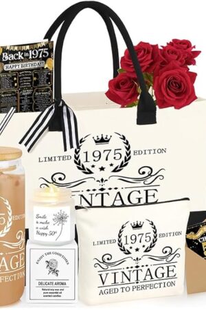 40th 50th 60th Birthday Gifts for Women Tote Bag Birthday Gifts Set for Mom Wife Sister Grandma Birthday Gifts for Her