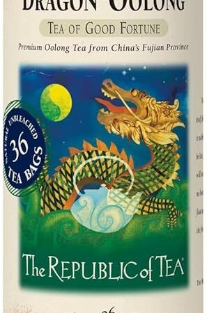 The Republic of Tea - Dragon Oolong Tea Tin, 36 Tea Bags, Naturally Caffeinated