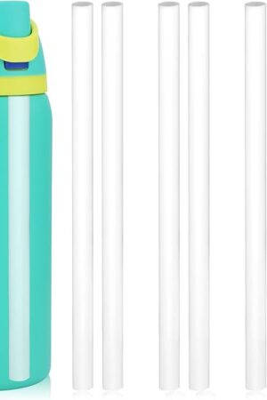 6PCS Replacement Straws for Owala Water Bottle 24 oz 32 oz, Reusable Plastic Straws with Cleaning Brush for Cup 24oz 32oz Travel Tumbler Accessories Parts for Sports Bottle(White)