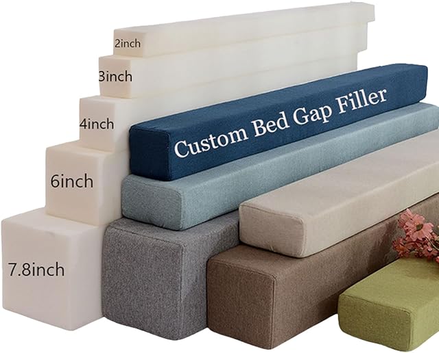 Custom Bed Gap Filler, Mattress Wedge Gap Crack Filler Twin Space Filler Between Bed and Wall with Removable Cover, Full Mattress Extender Stuffer for Queen King Headboard Bed (Linen)