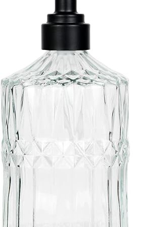 18 oz Clear Thick Glass Soap Dispenser with Black Rustproof Pump, Refillable Bathroom, Kitchen Soap Dispenser for Hand Soap, Body Wash and Lotion (Clear-Black Pump)