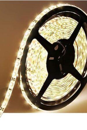 Water-Resistance IP65, 12V Waterproof Flexible LED Strip Light, 16.4ft/5m Cuttable LED Light Strips, 300 Units 3528 LEDs Lighting String, LED Tape(Warm White), Power Adapter not Included