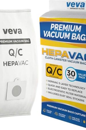 30 Pack Type Q/C 53292 HEPA Vacuum Bags for Kenmore Canister Vacuum Cleaners 5055, 50558, 53291, 53292, Series 600, 400, 200