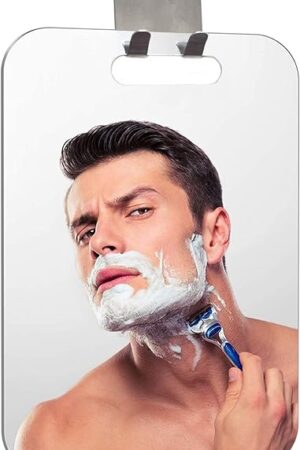 APHUIME Fogless Shower Mirror (11inX7.48in), Anti-Fog Frameless Wall Hanging Makeup & Shaving Bathroom Accessory (Large, Shaver Hook)