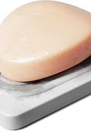 Diatomite Soap Dish Holder, Quick Dry Stone Soap Dish, Fast Drying Stone Soap Tray, Diatomaceous Earth Soap Dish for Hand Soap, Sponge Holder