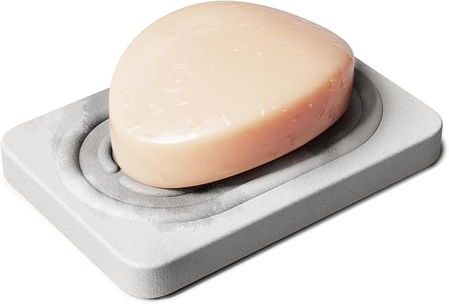 Diatomite Soap Dish Holder, Quick Dry Stone Soap Dish, Fast Drying Stone Soap Tray, Diatomaceous Earth Soap Dish for Hand Soap, Sponge Holder