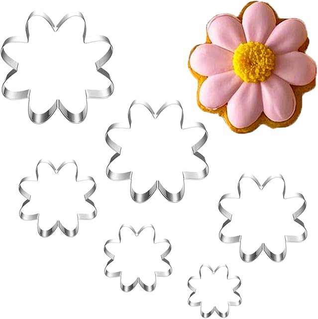 Daisy Cookie Cutter Set-6 Piece-4" 3.5" 3.0" 2.5" 1.8" 1"-Dishwasher Safe-Blossom Flower Fondant Cookie Cutters for Baking