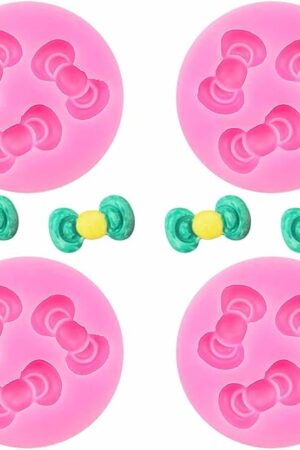 4Pcs Mini Bows Chocolate Molds Cute Silicone Fondant Mold Mini Bow Epoxy Resin Mold Cake Pop Molds for Cupcake Cake Candy Chocolate Sugarcraft Pudding Decoration