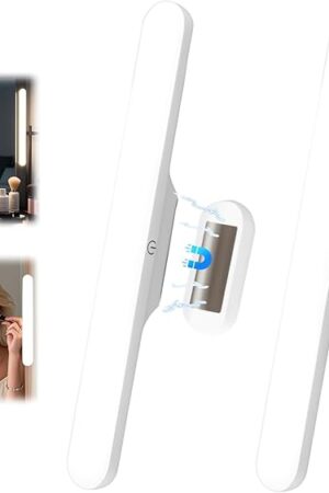 2 Pack Rechargeable Wireless Vanity for Mirror, Magnetic LED Makeup Lamp with Touch Control, Adjustable Brightness & Angle, Stick-On Bathroom Vanity for Makeup, Bedroom, and Dorms