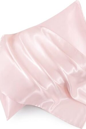 Blush Pink Satin Pillowcase Standard Set of 2 with Envelope Closure，Blush Pink Silk Pillowcase for Hair and Skin (20x26)