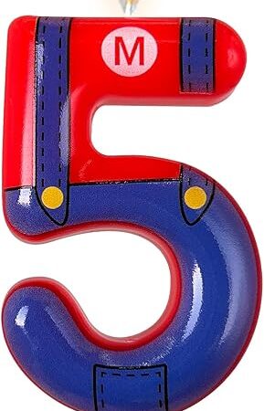 Boys and Girls Red and Blue Digital Birthday Candles, Birthday Cake Party Decorations, Cartoon Game Theme Party Decorations, Children's Party Supplies(5)