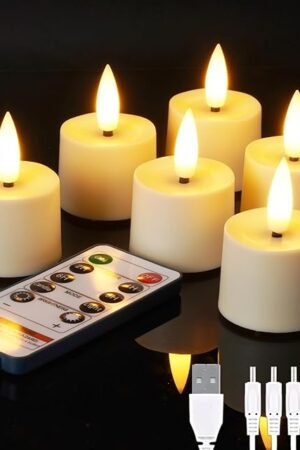 BEICHI Rechargeable Candles, Tea Lights Candles Battery Operated with Remote, Flameless Votive Candles with 2/4/6/8h Timer Flickering for Home Decor- Dia 1.5" x H 2.3"- 6 Pack