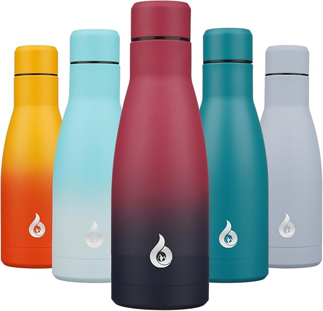 BJPKPK Insulated Water Bottle 12oz Small Stainless Steel Water Bottles Reusable Metal Thermos Keep Cold and Hot,Charming Black Red