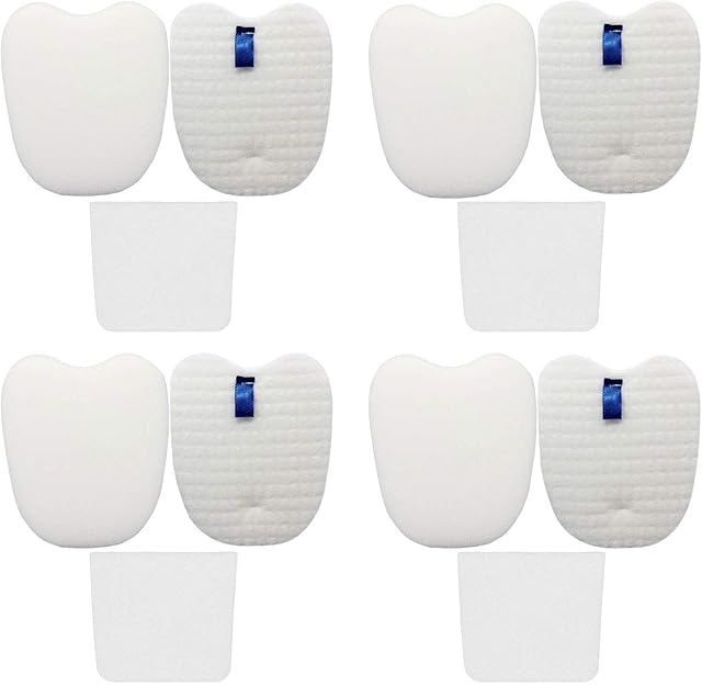 Vacuum Filters Replacement Set for Shark Rocket DuoClean HV380 HV380W HV381 HV382 HV384Q UV380 ZS360 ZS361C ZS362, 4 Foam & Felt Filters 4 Post-Filters, Compare to Part XPMFK320&XPSTFH380