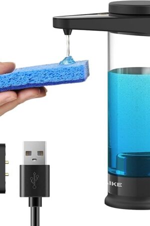 AIKE 17oz. Touch-Free Rechargeable Automatic Liquid Soap Dispenser for Kitchen Dish Soap