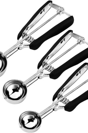 Cookie Scoop Set, Include 1 Tbsp/2 Tbsp/3 Tbsp, Cookie Scoops for Baking Set of 3, Cookie Dough Scoop, 18/8 Stainless Steel, Good Grip, Non-Slip, for Cookie Cupcake Muffin Ice Cream waffle