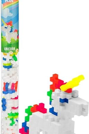 The PLUS PLUS - Unicorn - 70 Piece, Construction Building Stem/Steam Toy, Interlocking Puzzle Blocks for Kids, Mini Maker Tube