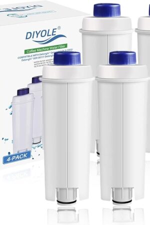 4Packs DLSC002 Coffee Water Filter for Delonghi Water Filter Replacement, Compatible with ECAM, ESAM, ETAM, EC680, EC800
