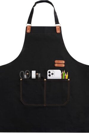 Apron for Men Women, Chef Apron with Adjustable Neck Strap, Heavy Duty Apron with Pockets, for Cooking, Gardening