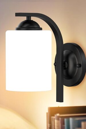 Wall Sconces Lights Lamp for Bedroom Bathroom, Modern Vanity Light Fixtures, Matte Black Farmhouse Wall Mount Lighting Lanterns with Glass Shade for Living Room Mirror Hallway Kitchen