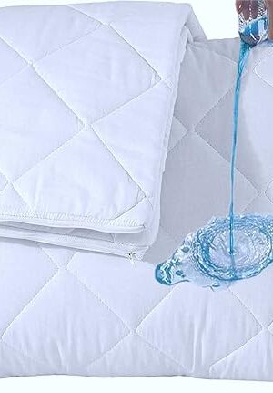 Waterproof Quilted Pillow Protectors Standard Ultra Soft Thick Pair 20x26 Inches Brushed Ultra Plush White Zippered Set of 2 Size Encasement