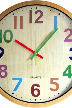 Wall Clock, 12 Inch Easy to Read Silent Non-Ticking Colorful Battery Operated Clock,for Bedroom,Living Room,Kitchen,Office,School Classroom (Yellow)