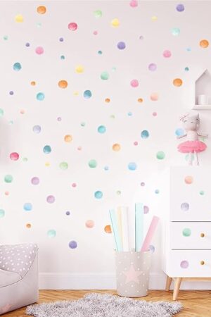 123 Pcs Pastel Polka Dots Wall Stickers, Colorful Round Wall Decal, Peel and Stick Rainbow Wall Stickers, Multicolor Circle Window Clings Decoration for Nursery Wallpaper Kids Bedroom Classroom Wall