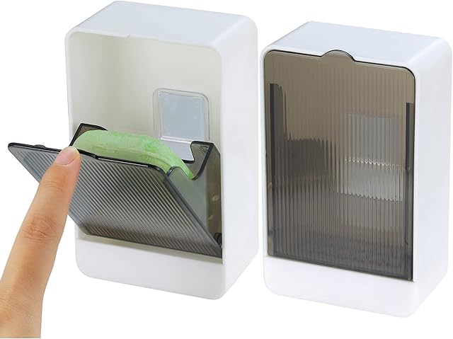 Bathroom Soap Dishes, 2 Pack Bar Soap Holder with Drain Wall Mounted Soap Box for Shower, Bathroom, Kitchen Sink, Keep Soap Bars Dry, Waterproof Dustproof, No Drilling, Adhesive Include