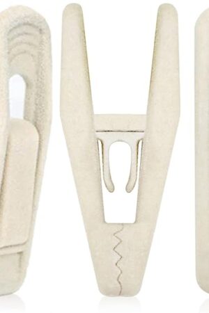 Velvet Hanger Clips for Velvet Hangers - 20 PCS Beige Non-Slip Velvet Clip for Skirt Hanger, Strong Flocking Clips Fit for Ivory Velvet Hangers