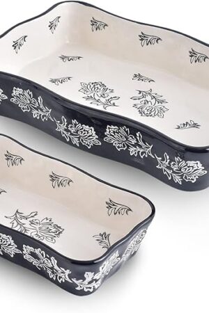 Wisenvoy Baking Dish Casserole Dish Ceramic Lasagna Pan 2-Pcs Bakeware Sets Baking Dishes Baking Set Baking Dish Set