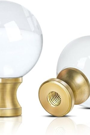 2 Pieces Crystal Lamp Finial Decorative Top Accessories Cap Knob，1/4-27 Screw Topper Clear Lamp Finial With Polished Chrome Base Knob For Lamp Shade Indoor Lamp Top Ornaments