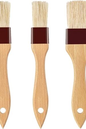 Basting Brush-Pastry Brush,Oil Brush for Cooking,Boar Bristles BBQ Brushes for Grill,Beech Wooden Handle Food Brush for Baking/Spreading Marinade/Sauce/Butter/Egg/Kitchen Baster Brushes(1.5 1 inch)