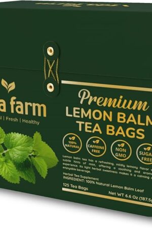 VIDA FARM Lemon Balm Tea Bags, 125 Herbal Tea Bags, 100% Natural Dried Lemon Balm Herbal Leaves Tea Bag, Caffeine Free, Sugar Free, Citrus Flavor