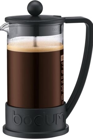 Bodum 12oz Brazil French Press Coffee Maker, High-Heat Borosilicate Glass, Black - Made in Portugal