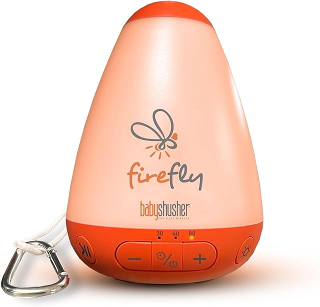 Baby Shusher Firefly Baby Soother for Crying Babies with Nightlight - White Noise Sound Machine, Baby Soother for Sleeping, Newborn Essentials for Crib, USB Rechargeable - 1 Count