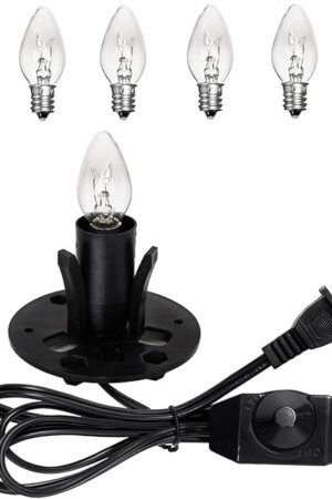 Venforze Himalayan Salt Lamp Cord Replacement with Dimmer Switch and E12 Halogen Salt Lamp Bulbs(6-Pack), 5 Feet Salt Lamps Cords with Base Assembly
