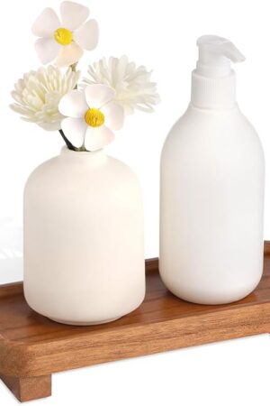 Wood Riser Small Decorative Tray Sink Soap Dish, Vanity Tray Pedestal Stand 8.7 x 3.6 inches (Light Brown)