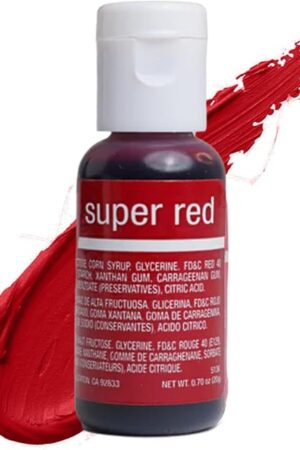 Chefmaster Super Red Liqua-Gel® Food Coloring | Vibrant Color | Professional-Grade Dye for Icing, Frosting, Fondant | Baking & Decorating | Fade-Resistant | Easy-to-Use | Made in USA | 0.70 oz