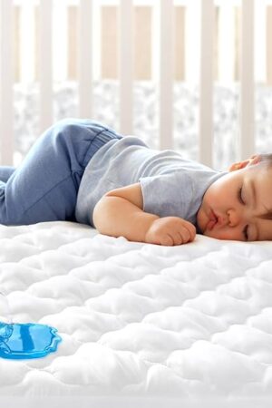 Crib Mattress Protector Sheets Fitted Waterproof Crib Mattress Pad Cover, Noiseless & Machine Wash 100% Absorbent Crib/Toddler Mattress Protector Sheet Quilted, White, 52" x 28"