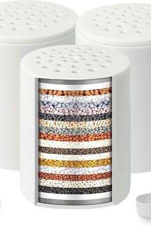 3 Pack Shower Filter Replacement Cartridge, 20 Stage Shower Filter for Hard Water, Compatible with Any Similar Design, Reduces Chemicals & Chlorine, High Output
