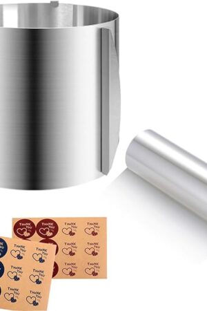 Cake Ring Extra High 15cm Acetate Cake Collar Set - Adjustable 6 to12Inch Stainless Steel Round Cake Mousse Molds Baking Ring with 6.3inchx394inch Clear Acetate Sheets Cake Roll for Pastry, Cake Decor