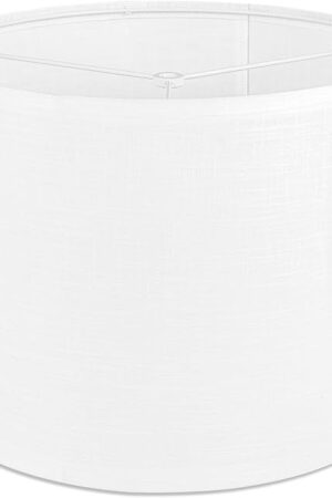 White Linen Lamp Shade,Drum lamp shade for table lamps 13" Top x 13" Bottom x 10" High,Replacement Large Fabric Lampshade for Floor Lamps and Bedside Lamps, Easy Assembly Required（Spider Fitter）