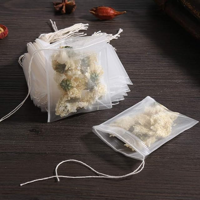 50 Pcs Tea Filter Bags Disposable Tea Bags for Loose Tea Herb Spice Empty Mesh Small Drawstring Seal Infuser Strainer Bags Bath Tea Bags (2.36x2.75inch)