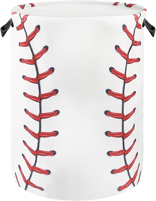 Baseball Laundry Basket for Boys Room Decor, Kids Nursery Hamper Gift for Bathroom Bedroom Sports Room Accessories, Teens Stuff Storage Bin, 17.71"x13.77"
