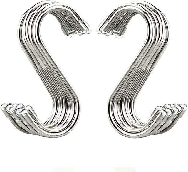20 Pack S Shaped Hooks Stainless Steel Metal